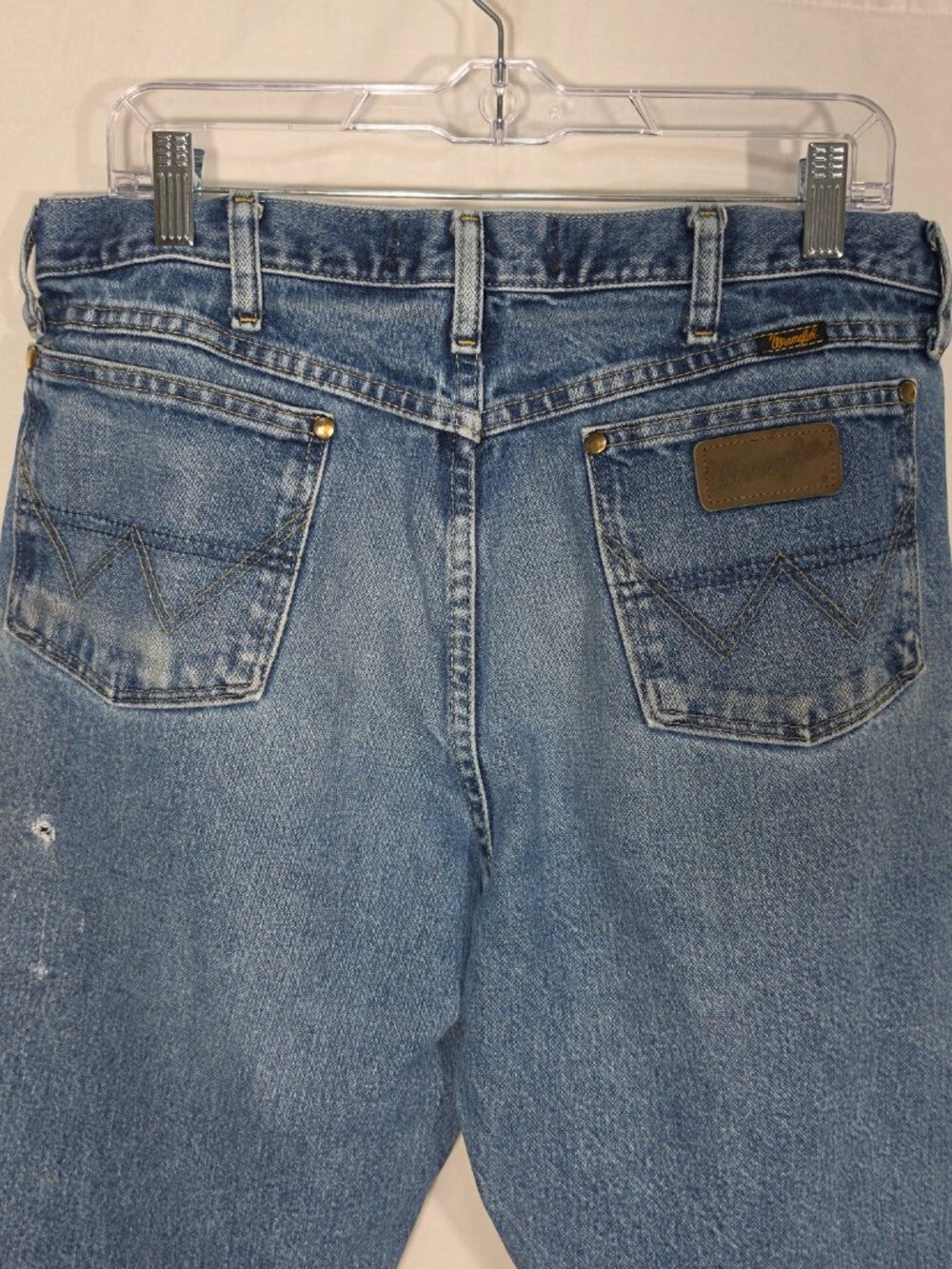WRANGLER "George" GRUNGE Natural Fraying/Distressing TRASH Blue Jeans Men 34x34. - Picture 5 of 16